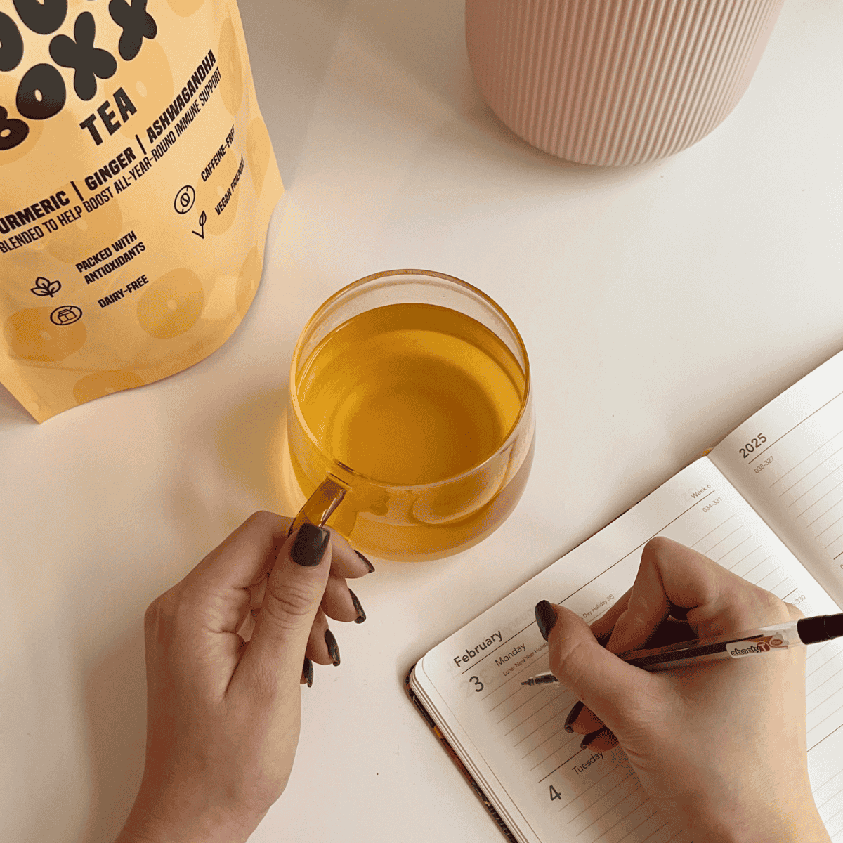 Boost Boxx turmeric tea bags with ginger and ashwagandha